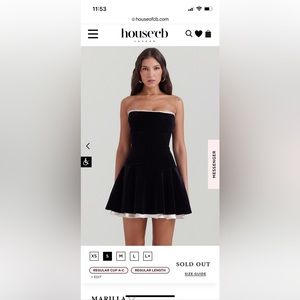 House of CB Marilla Black Velvet Strapless Dress